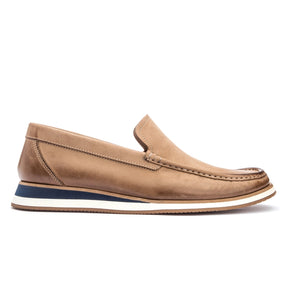 Mocassim Masculino Casual em Couro Nobuck Bege Gianni