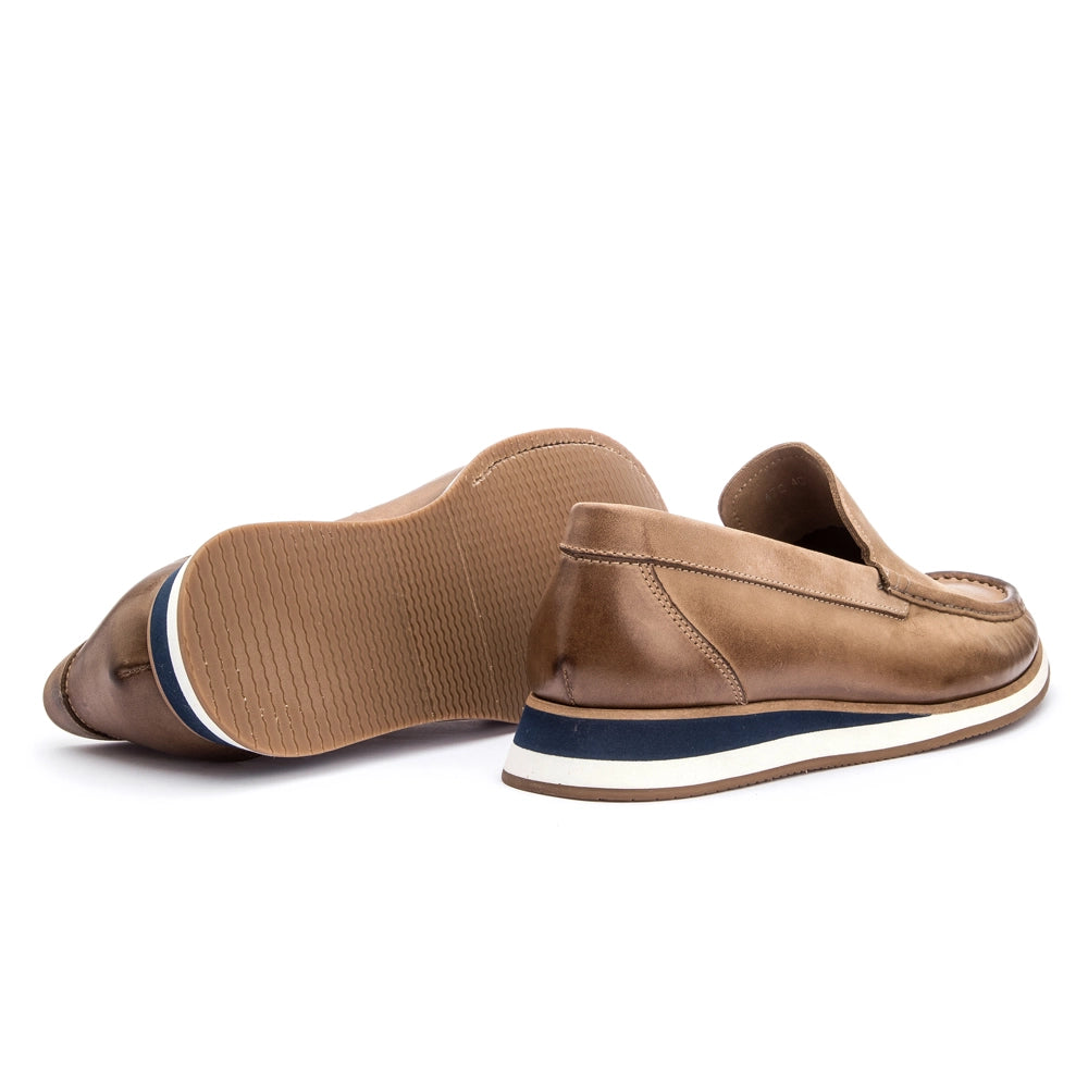 Mocassim Masculino Casual em Couro Nobuck Bege Gianni