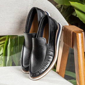 Mocassim Masculino Casual em Couro Preto Gianni