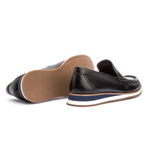 Mocassim Masculino Casual em Couro Preto Gianni