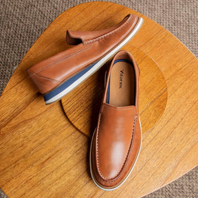 Mocassim Masculino Casual em Couro Whisky Gianni