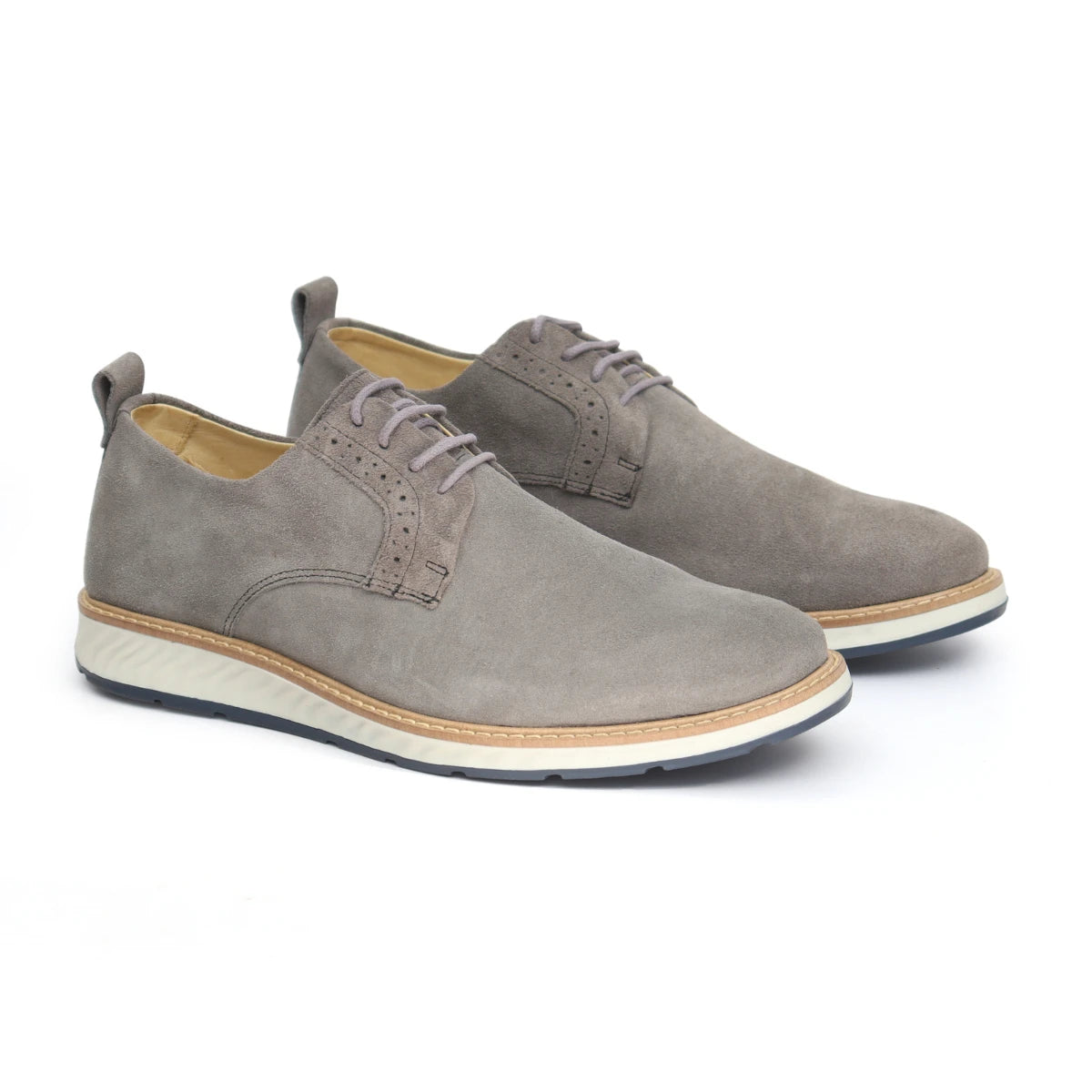 Sapato Derby Masculino Casual em Couro Premium Cinza Salvatore