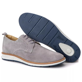 Sapato Derby Masculino Casual em Couro Premium Cinza Salvatore