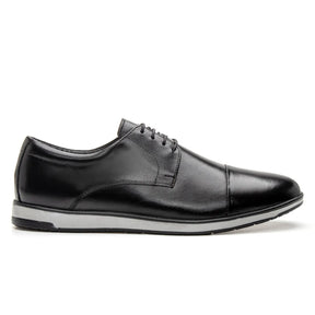 Sapato Derby Masculino Casual em Couro Premium Preto Lorenzo