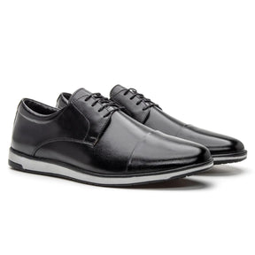 Sapato Derby Masculino Casual em Couro Premium Preto Lorenzo