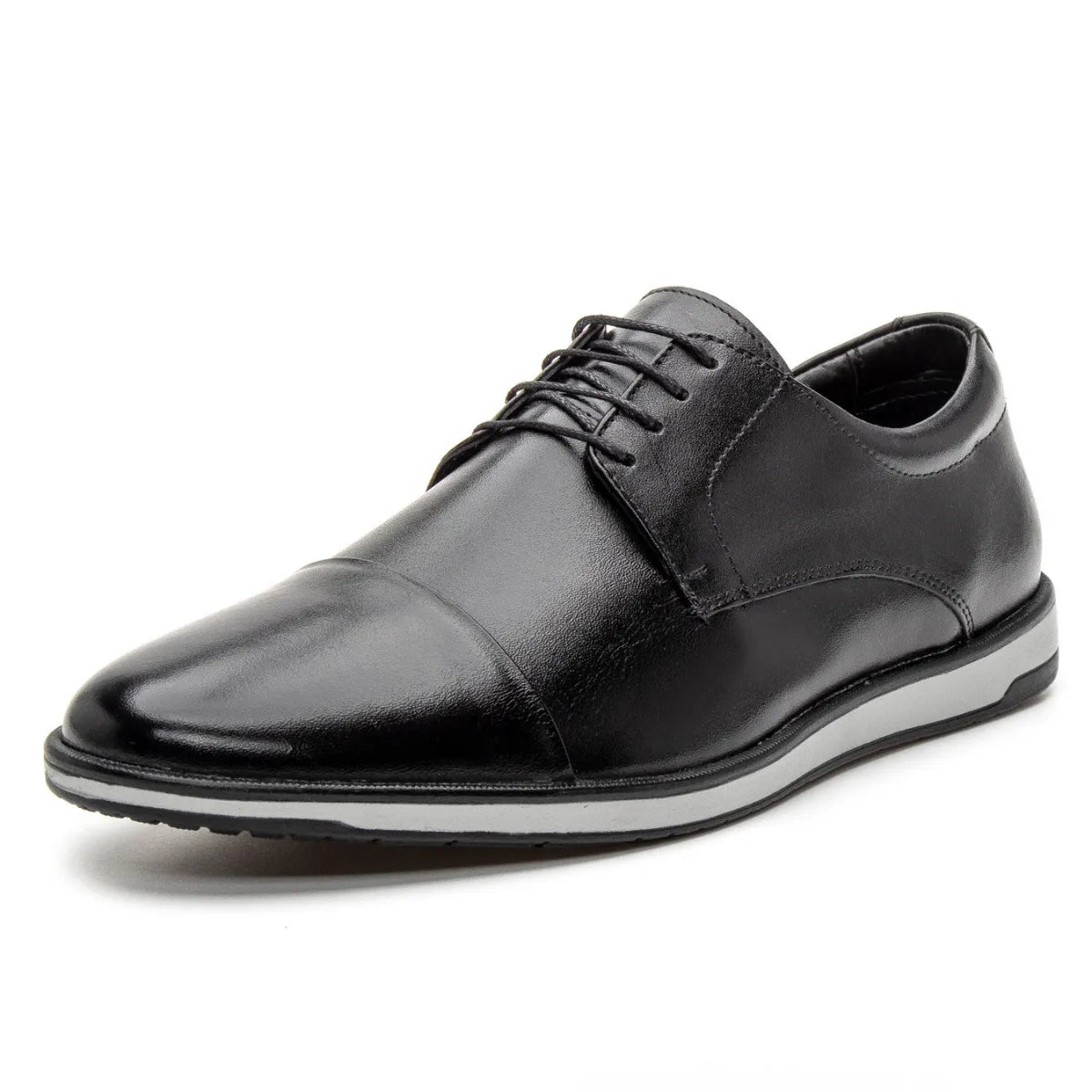 Sapato Derby Masculino Casual em Couro Premium Preto Lorenzo