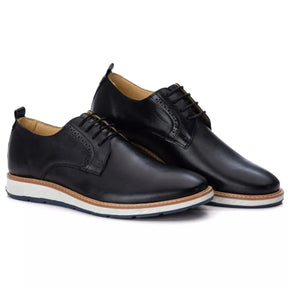 Sapato Derby Masculino Casual em Couro Premium Preto Salvatore