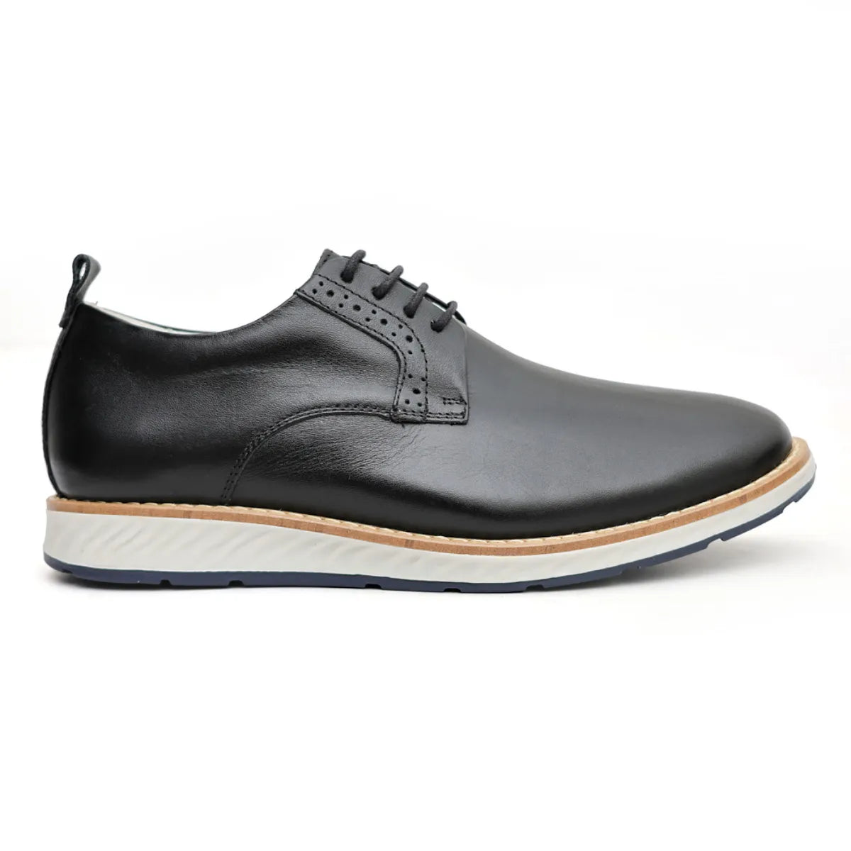 Sapato Derby Masculino Casual em Couro Premium Preto Salvatore