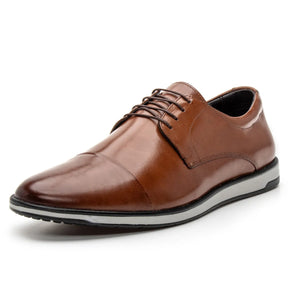 Sapato Derby Masculino Casual em Couro Premium Whisky Lorenzo