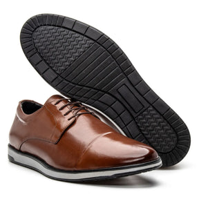 Sapato Derby Masculino Casual em Couro Premium Whisky Lorenzo