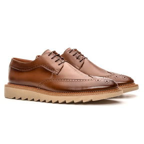 Sapato Derby Masculino Casual em Couro Premium Whisky Manhattan