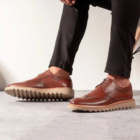 Sapato Derby Masculino Casual em Couro Premium Whisky Manhattan