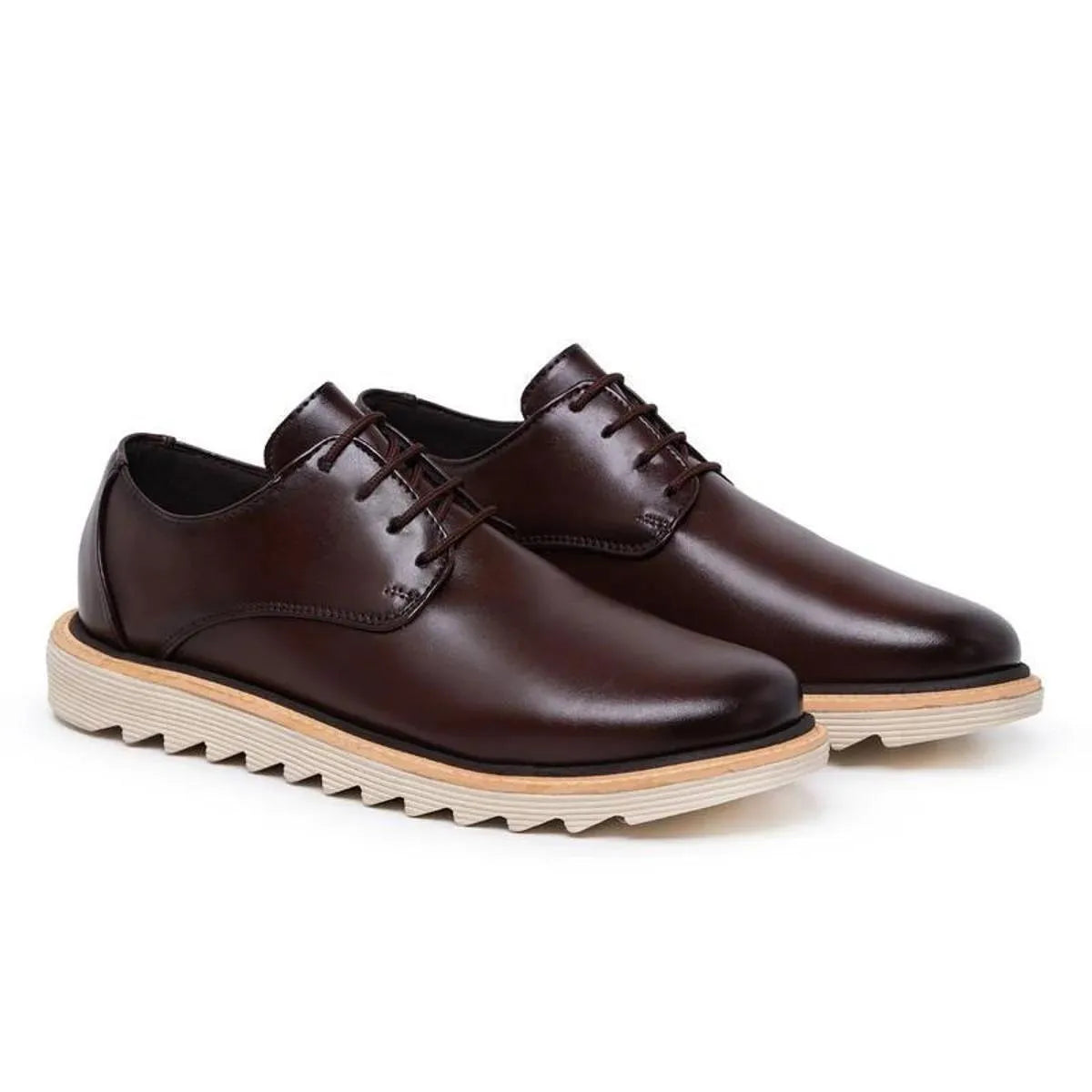 Sapato Derby Masculino Casual Tratorado Premium Café Mancini