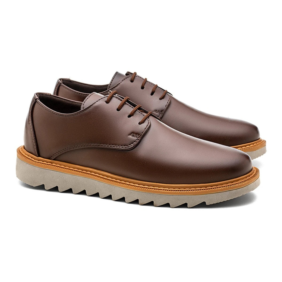 Sapato Derby Masculino Casual Tratorado Premium Café Veneza