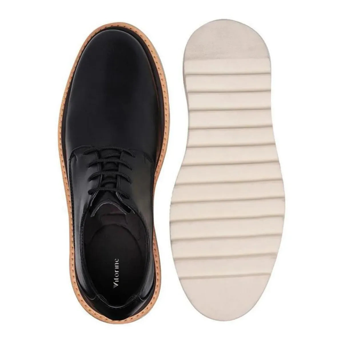 Sapato Derby Masculino Casual Tratorado Premium Preto Mancini