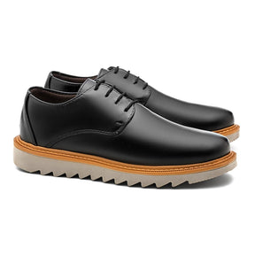 Sapato Derby Masculino Casual Tratorado Premium Preto Veneza