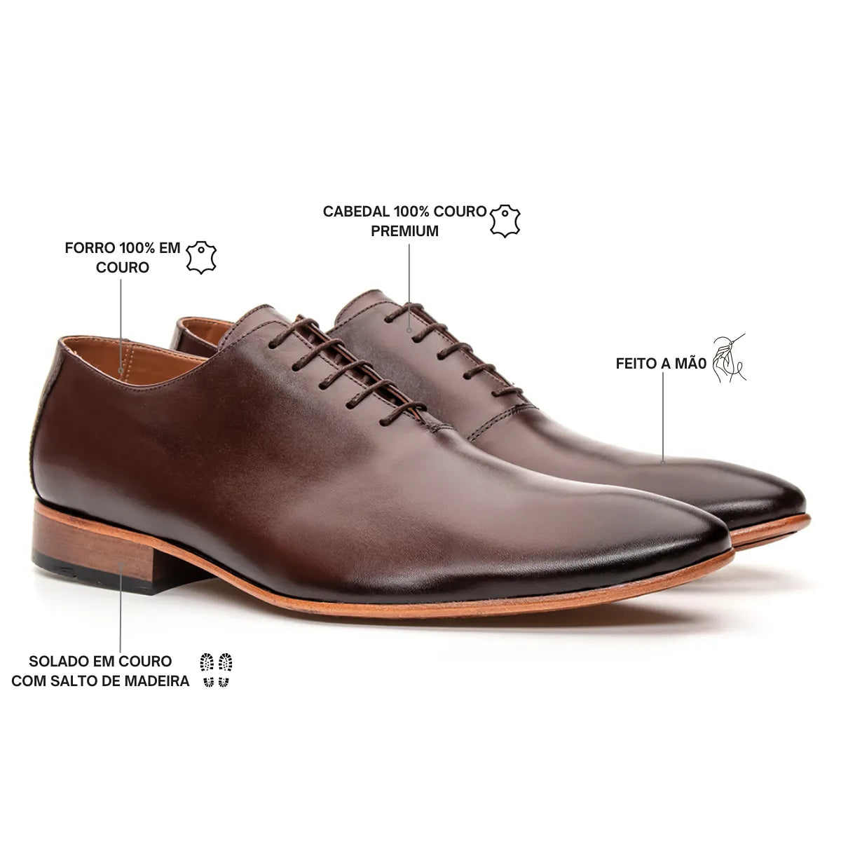 Sapato Derby Masculino Pagano em Couro Premium Mouro