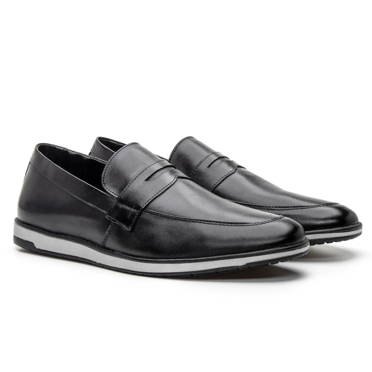 Sapato Loafer Masculino Casual em Couro Premium Preto Luigi