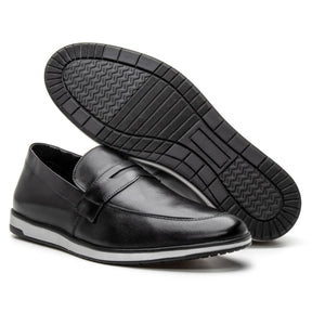 Sapato Loafer Masculino Casual em Couro Premium Preto Luigi