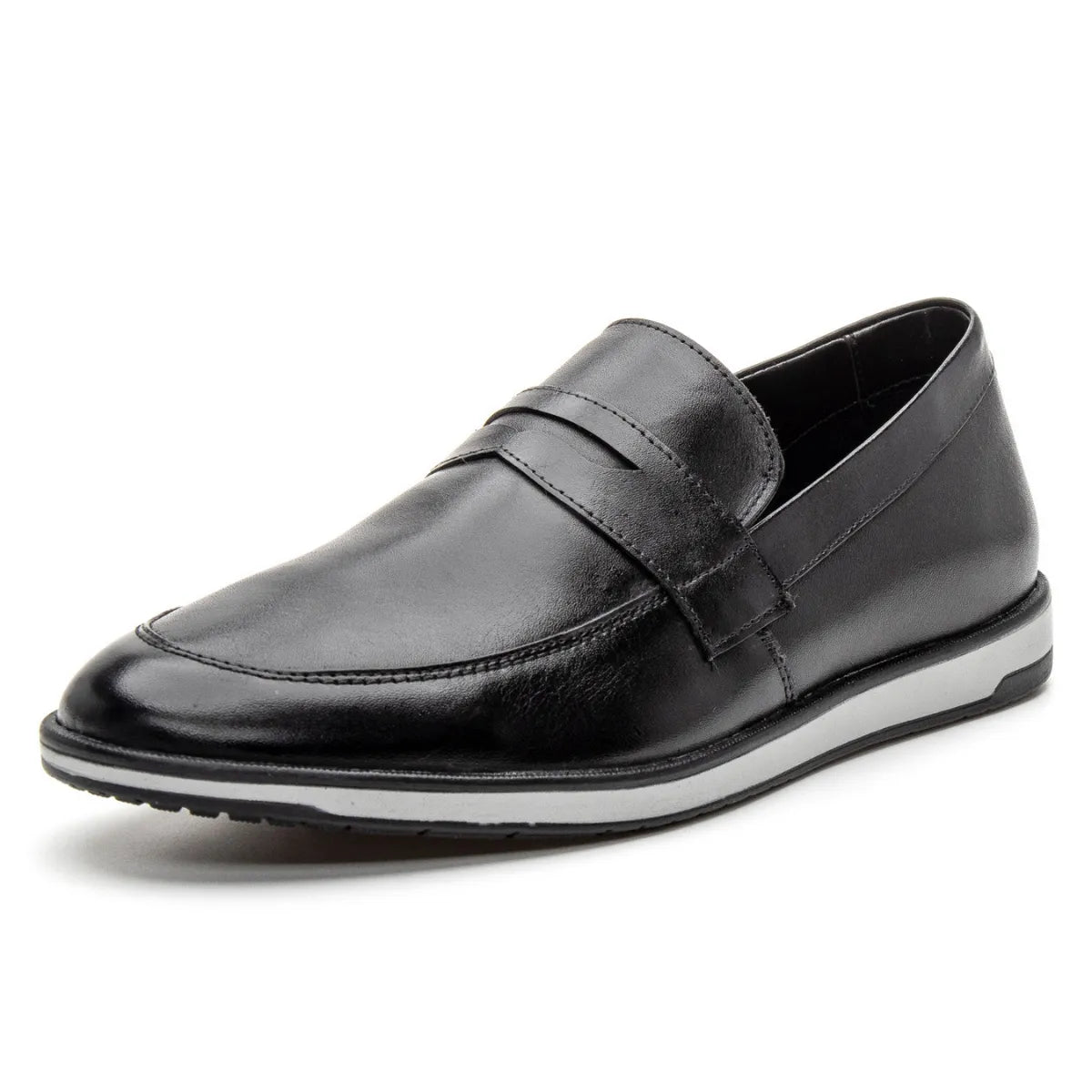 Sapato Loafer Masculino Casual em Couro Premium Preto Luigi