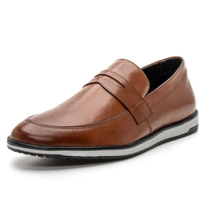 Sapato Loafer Masculino Casual em Couro Premium Whisky Luigi