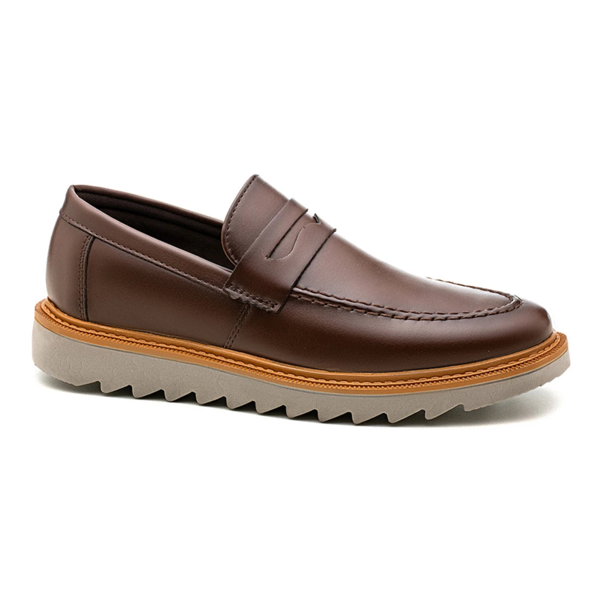 Sapato Loafer Masculino Casual Tratorado Premium Café Louis