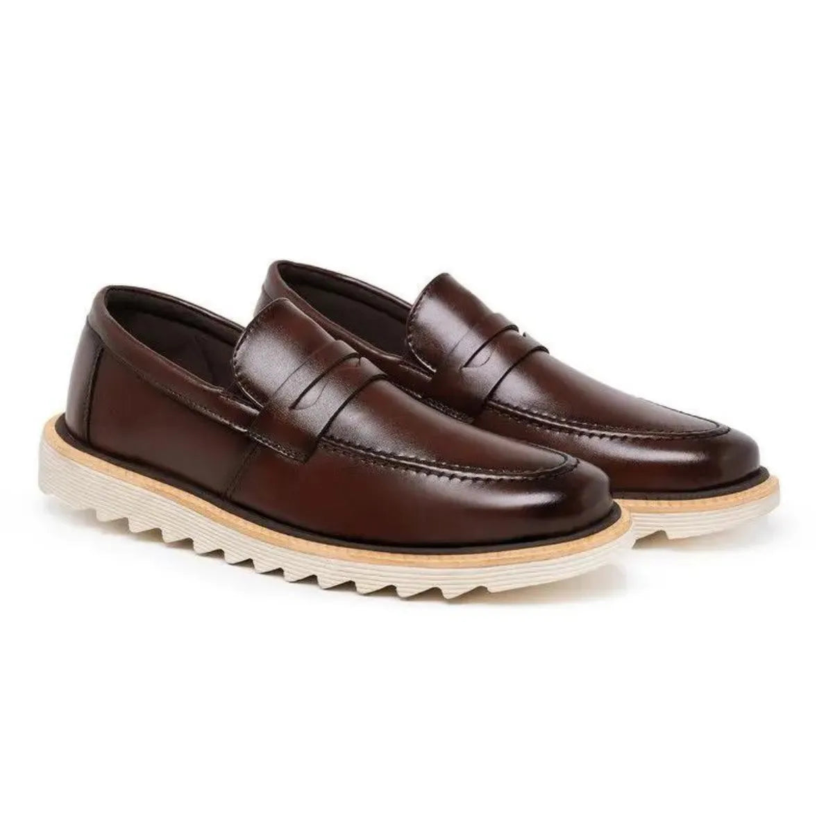 Sapato Loafer Masculino Casual Tratorado Premium Café Martin