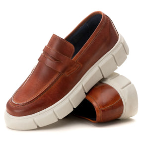 Tênis Casual Masculino Slip On em Couro Castor Harley